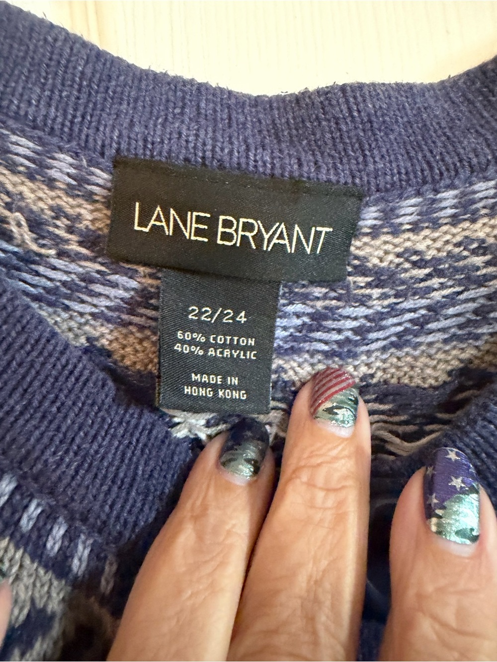 Lane Bryant Blue Fair Isle Knit Cardigan - Picture 2 of 2